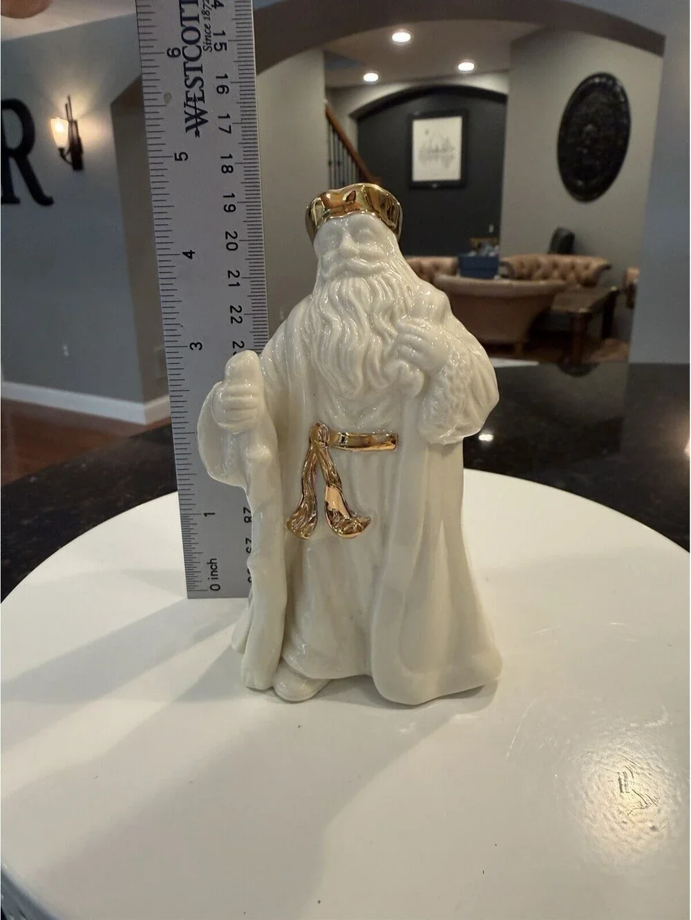 Vtg Lenox Santa’s With Gold Trim Handcrafted By Lennox Set Of 2 EUC